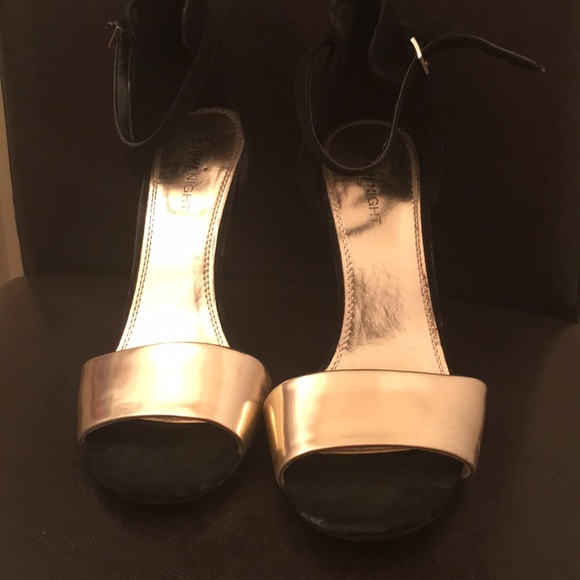 fioni Night Gold And Suede Black Heels - Picture 1 of 4